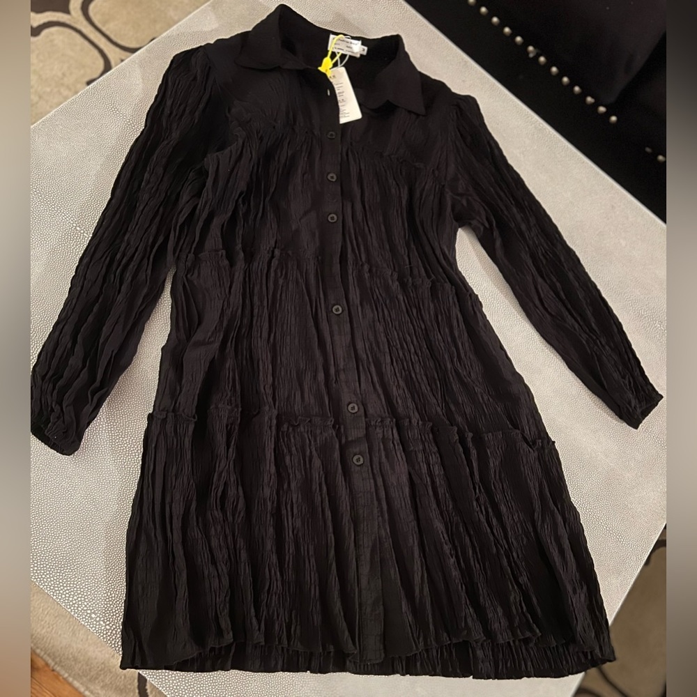 NWT Black Long Sleeve Button Up Dress Size Medium